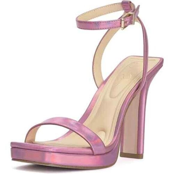 JESSICA SIMPSON Women's Ankle Strap Square Toe Heeled Sandal, Pink Size 9.5M - Picture 1 of 5